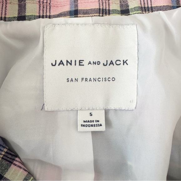 Janie and Jack Pink and Blue Plaid Blazer Size 5 NEW - Picture 4 of 6